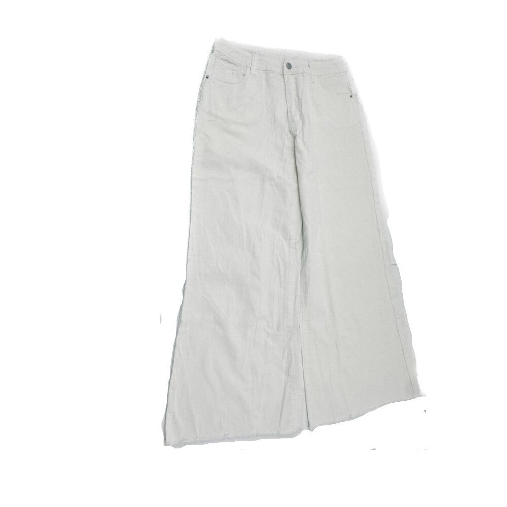 Shein Wide Leg Raw Hem Women's size 30 Cream White Denim jeans